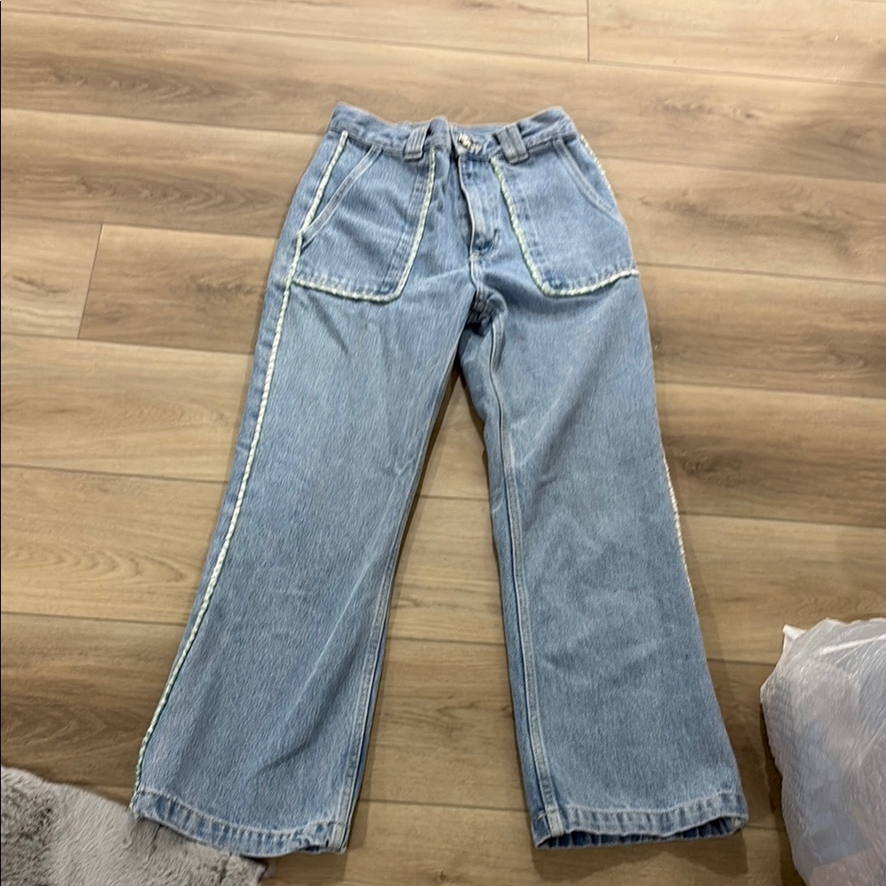 Zara Blue Wide Leg Flare Jeans High Waisted